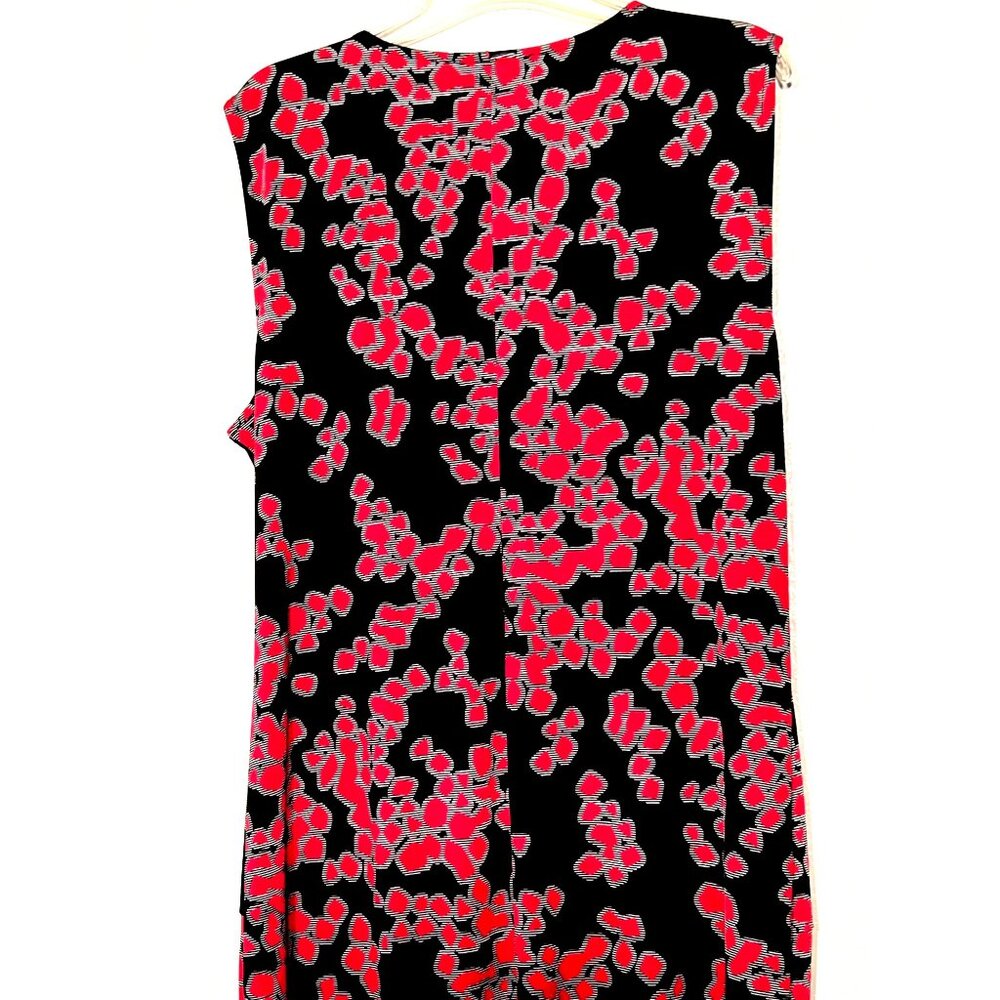 Dana Buchman XL Sleeveless Black Red Ruched Floral Dress Career Night Out - Picture 12 of 15